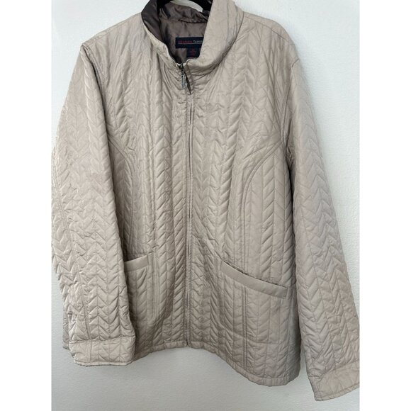 Weather Tamer womens Tan Jacket 2x quilted collared zipper‎ pockets polyester - Picture 2 of 7